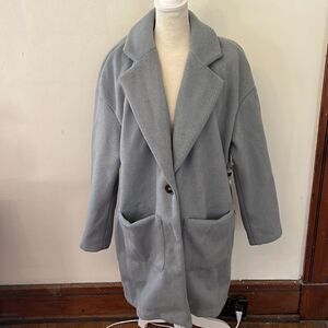 Cyrus slate blue button front coat Size L New